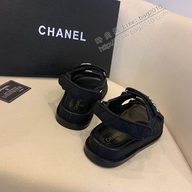 Chanel女鞋 香奈兒20ss新款魔術貼涼鞋 Chanel休閒涼鞋  naq1159